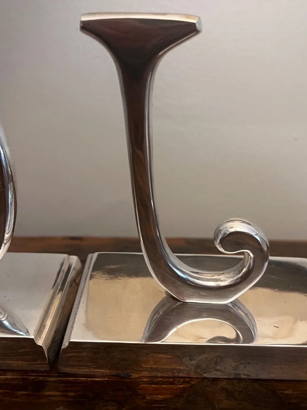Vintage Pottery Barn JOY Stocking Holders Set of 3 | Heavy 2 lb Silverplate